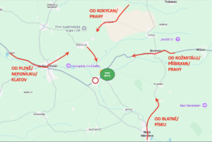 mapa příjezdu